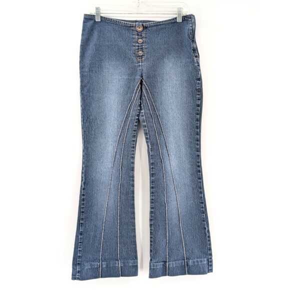 Denim - Gasoline Vintage Side Zip Mid Rise Flare Jeans Grunge 90's Y2K Size 11 30x30